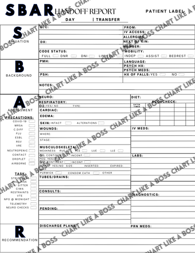 SBAR (B&W) HANDOFF REPORT