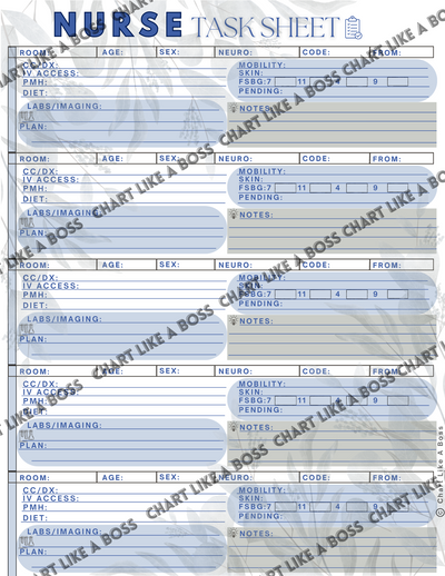 5 Patient FLOWER Printable Task Sheet